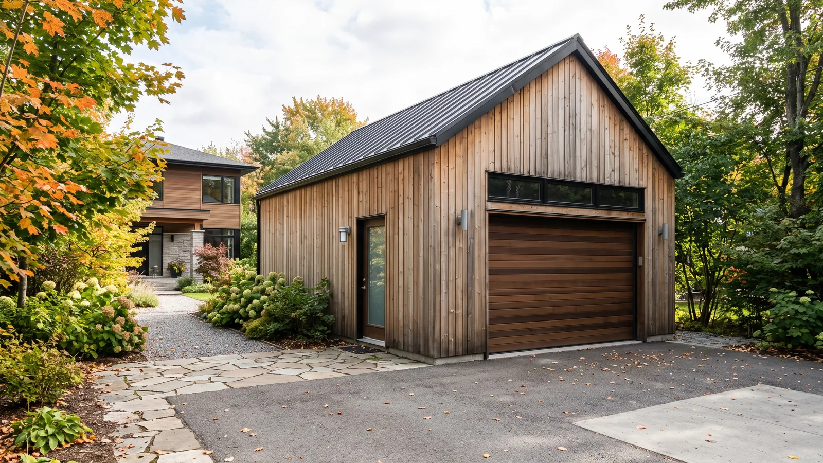 Garage résidentiel et maison à Hatley